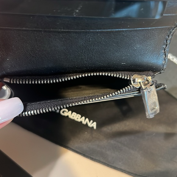 NEW DOLCE GABBANA D&G BLACK LEATHER CARD Crossbody Strap Wallet Shoulder Bag - Picture 10 of 13